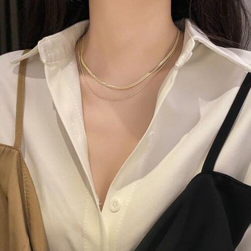 Trendy Korean Simple Design Undefined Gold Necklaces Fine Intial Double Layered Chains Necklace Gift for Women Jewelry Wholesale