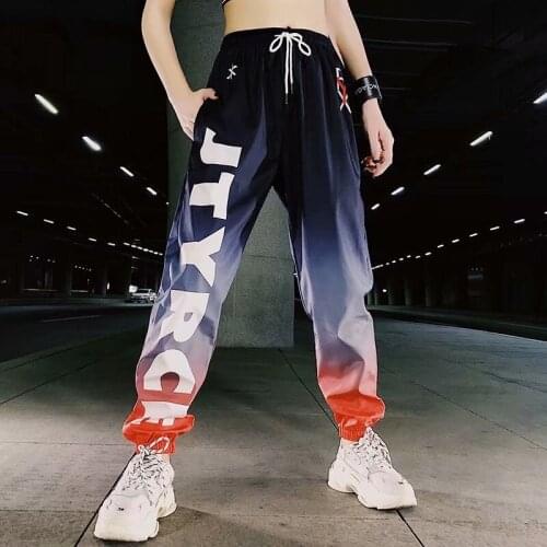 Fashion Female Hip Hop High Waist Harem Pants Femme Cool Loose Pants Streetwear Trouser Autumn Womens Jogger Cargo Pants Girls