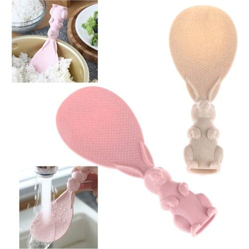 Cartoon Home Wheat Straw Rabbit Spoon Can Stand Up Rabbit Rice Shovel Rice Cooker Rice Spoon Creative Non-stick Rice