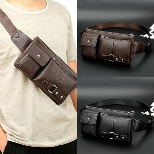 Hot Sale Mens PU Leather Bag Single Shoulder Bag Leather Business Man Crossbody Tote Bag Briefcases Waist Bag