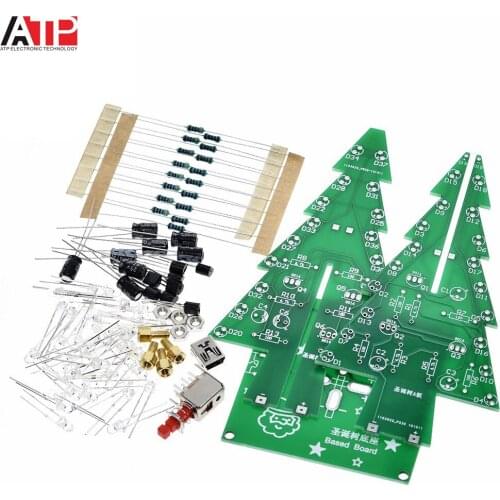 GREAT IT 1PCS Three-Dimensional 3D Christmas Tree LED DIY Kit Red/Green/Yellow LED Flash Circuit Kit Electronic Fun Suite