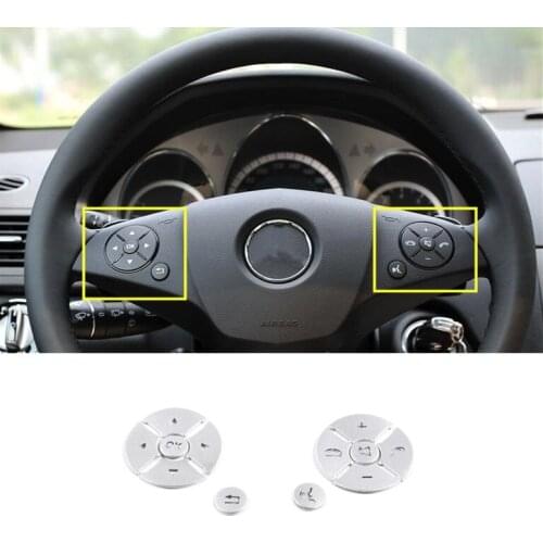 Alloy Car Steering Wheel Button Switch Cover Sticker Car Accessories For Mercedes Benz C E S Class W204 W212 W221 GLK X204