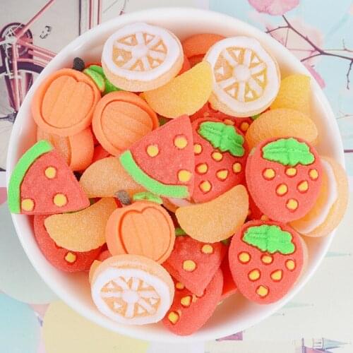 New Cute Fruit Resin Cabochons 10pcs Kawaii Watermelon Orange Strawberry Pear Patch Embellishments Scrapbooking Phone Shell DIY