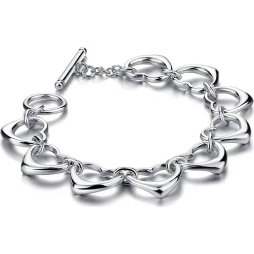 New fashion 925 silver bracelet female sterling silver ornament Melting and lovely style Heart-shaped design bracelet 19 cm