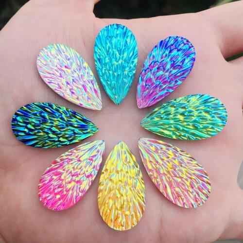 New style 15*29mm Drop Resin Rhinestones Flat Back Gems Crystal DIY Decor For Clothes shoes pants dress 75pcs/lot E12*5