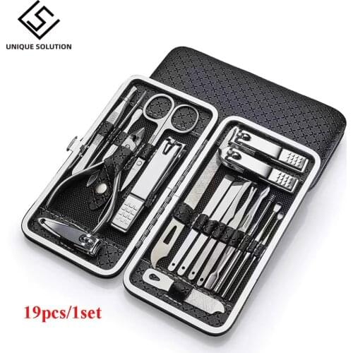 Complete Stainless steel Manicure Set Pedicure kit Scissor Tweezer Ear pick Utility Toe Nail Clipper Facial Care Tool