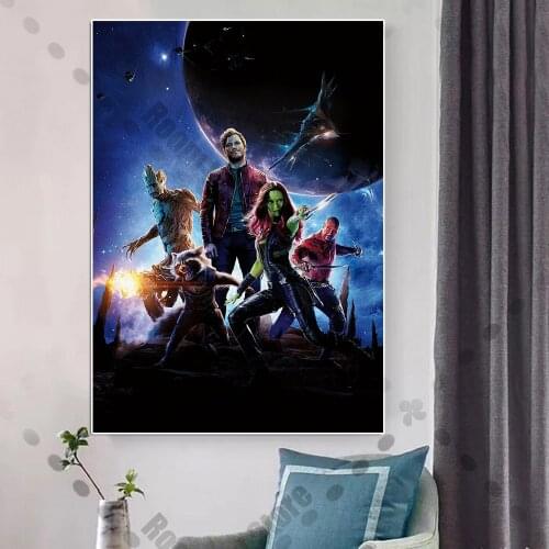 Guardians Of The Galaxy Movie Poster Print Marvel Superhero Groot Rocket Raccoon Canvas Painting Wall Art Boy Room Home Decor