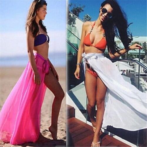 Sexy Womens Swimwear Bikini Cover Up Sheer Beachwear Swim Mini Wrap Skirt Sarong Pareo Summer Holiday Bathing Suit 2020 Hot