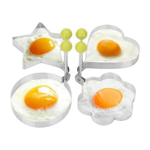 Thick Stainless Steel Omelette Mold Creative Heart-Shaped Fried Egg Model Cooking Tools Kit 4 Pcs/Set Kitchen Gadgets Egg Cooker
