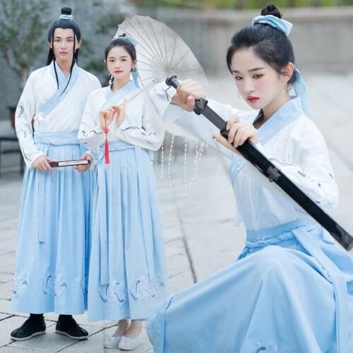 Traditional hanfu female embroidery Wu Xiafeng great-coat class male costume sweethearts outfit suits autumn big yards