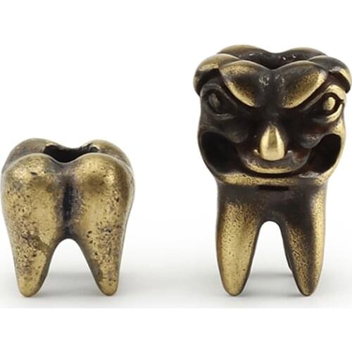 Vintage Tooth Brass Knife Beads Copper Teeth Paracord Pendant Keyring Accessories DIY Paracord Bead