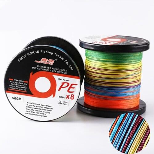 High Strength Strong 500m 8 Strands Braided Weaves Fishing Line Strong Pulling Monofilament PE Line Durable Lure Line 2-50LB