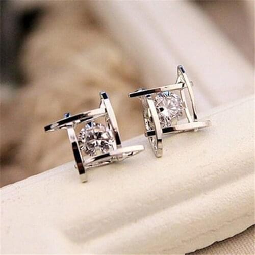 Womens Earrings Europe And The New Jewelry Geometric Hollow Square Zircon Earrings Fashion Banquet Jewelry