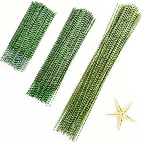 10pcs/lot 17/25/40cm Artificial Green Flower Stem DIY Floral Material Handmade Wire Stem Accessoies for Wedding Home Decoration