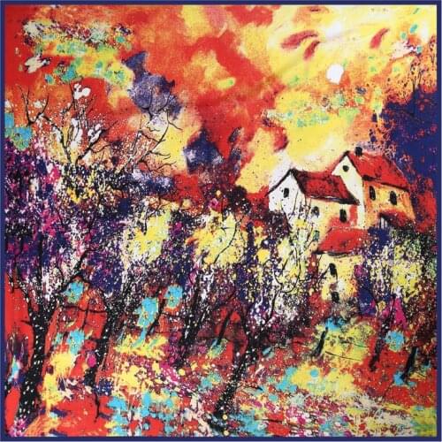 100*100cm TOP Silk superior Renaissance Scarves Women Foulard Square Hijab Scarf Ladies Shawl wrap muffler pareo female hijab