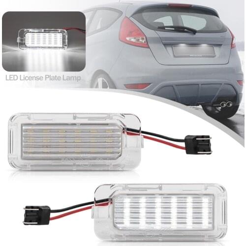 2Pcs 12V Car LED License Number Plate Light Lamps 6W White Light For Ford For Fiesta Focus II III Grand C-Max Kuga Mondeo Jaguar