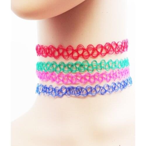 4pc/lot Cute New Vintage Stretch Tattoo Choker Necklace Women Girl Charm Punk Gothic Elastic Necklace Female Wedding Trinkt Gift