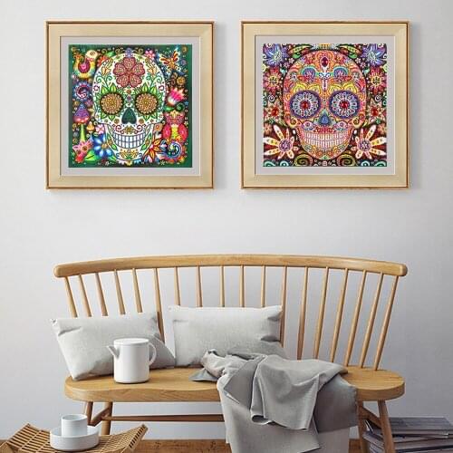 DIY Diamond Painting Colorful Skull Art Kit 5D Special Shaped Diamond Embroidery Cross Stitch Crystal Rhinestone Craft Picture