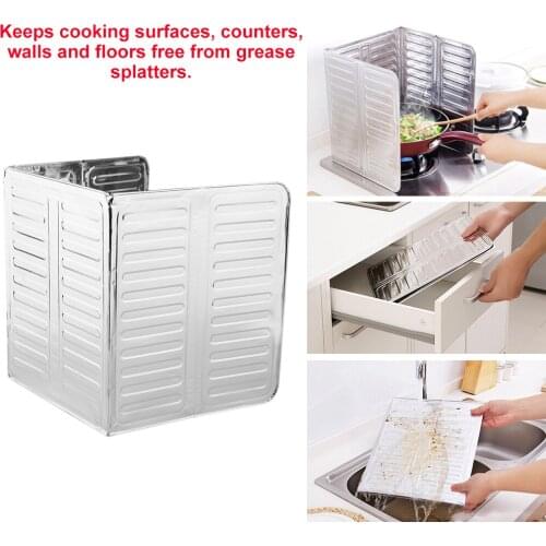 Aluminum Splatter Kitchen Cooking Frying Pan Oil Splash Screen Cover Gas Stove Shield Guard Oil Divider Splash Proof Baffle Tool