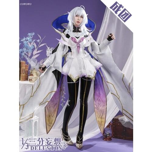 Anime!Fate/Grande Order FGO Merlin Prototype Full Broken Game Suit Gorgeous Dress Uniform Cosplay Costume Halloween Outfit Women