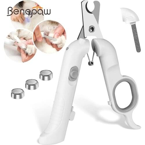 Benepaw Professional Dog Nail Clippers Built-in LED Light File Pet Claw Trimmer Paws Grooming Tool for Large Medium Small Dogs