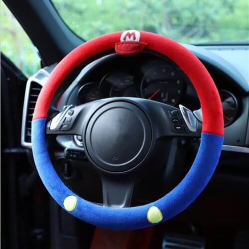Soft Plush Car Steering Cover Natural Rubber Healthy Breathable 38cm Steering Wheel Cartoon Creative Car Accessories
