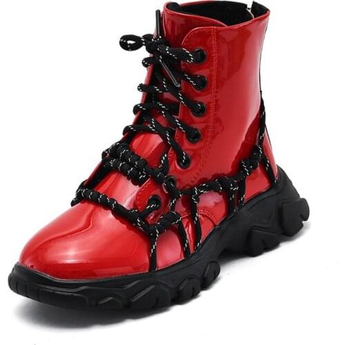 Skoex Childrens Shoes New Girls Snow Boots Cotton Fashion Leather Kids Martin Boot Warm Casual Spring/autumn Childrens Boots