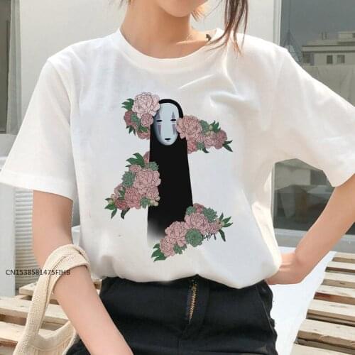 Totoro Spirit Away T Shirt Femme Japanese Anime Women Tshirt T-Shirt Miyazaki Hayao Clothes O Neck Female Tops Premium Fabric