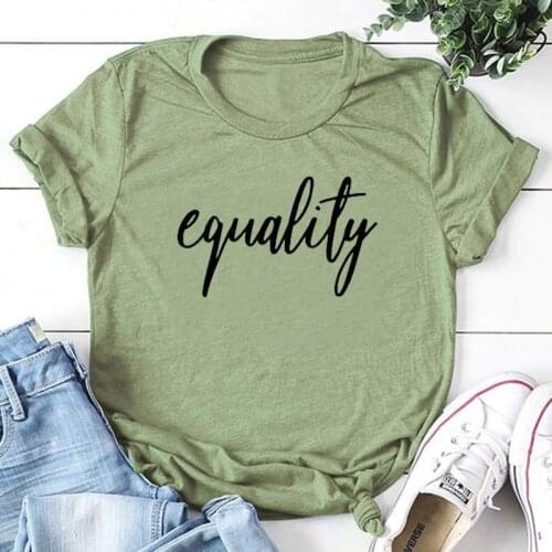 Equality Plus Size Women T-shirt Christian Jesus Shirt Fashion Letter Print Cotton Female Clothing O Neck Short Sleeve Top Tees