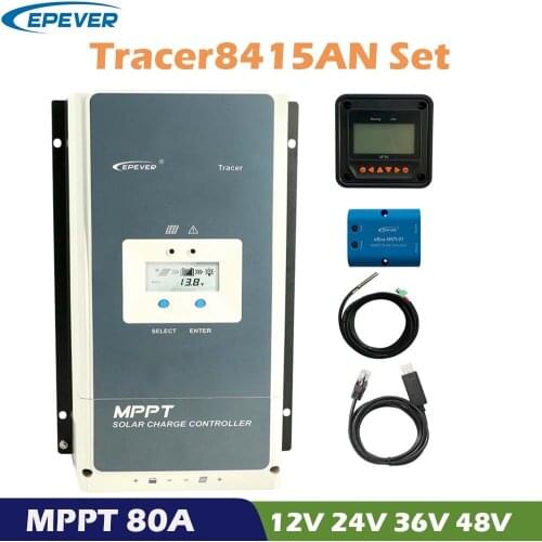 EPever Tracer 80A Hybrid MPPT Solar Charge Controller 12V 24V 36 V48V Auto LCD Display Solar Panel Battery Regulator
