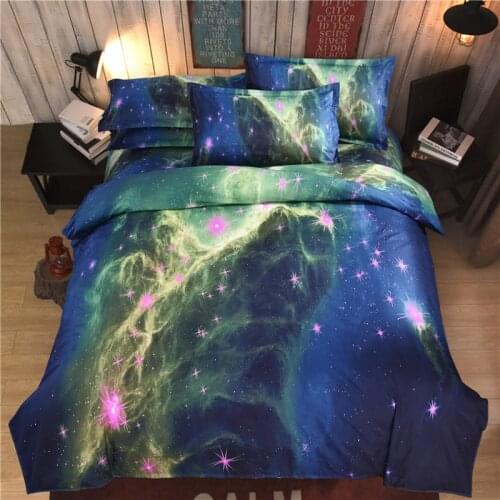 New 3D Galaxy Bedding Sets Single Double Twin/Queen Duvet Cover Set Universe Outer Space Themed Bed Linen Flat Sheet Pillowcase