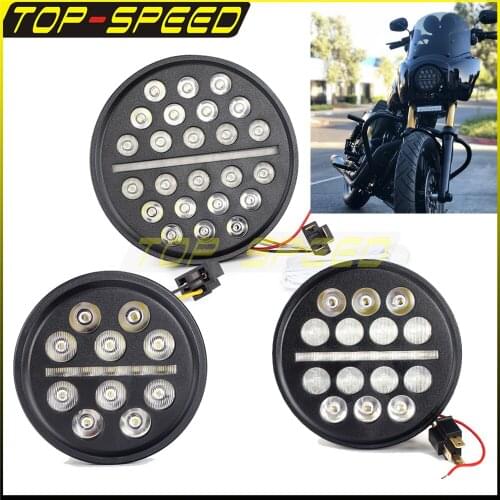 Motorcycle 7" 5.75" 4.5" Round LED Head Light Hi/Lo DRL BLACK OPS LED HEADLIGHT For Harley Dyna Street Bob Sportster