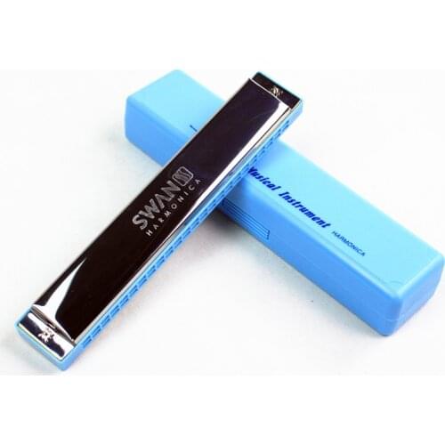Swan Harmonica Tremolo 24 Holes Harmonica C Copper Board Wood Instruments