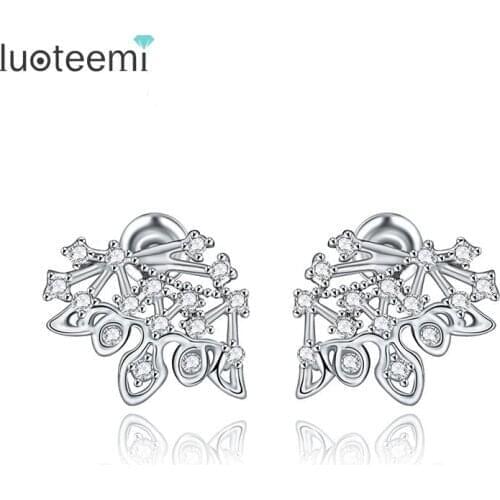 LUOTEEMI Brand Irregular Stud Earrings for Women Party Dating Romantic Crystal CZ Female Jewelry Brincos Elegant Christmas Gift