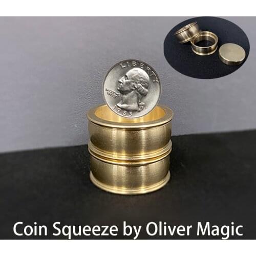 Coin Squeeze by Oliver Magic Stage Close Up Magia Coin Appearing/Vanishing Mage Illusion Gimmick Props for Magicians