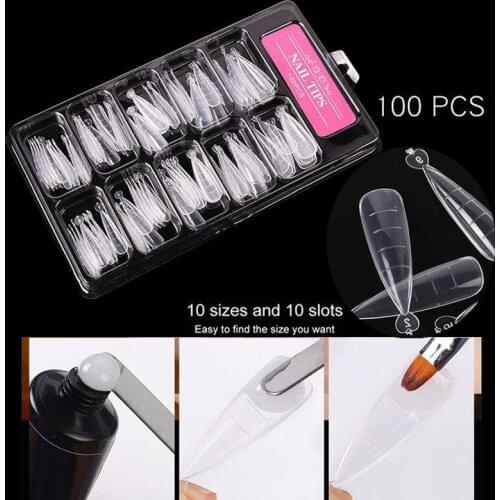 100Pcs Extension Nail Mold Tips Set for Quick Building Full Cover Nail Extension Form Molds For Finger Extension Manicure Tools