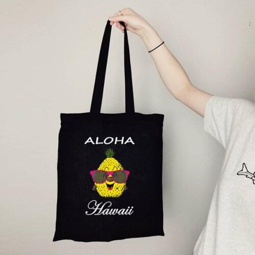 Aloha Hawaii Tote Bag 2021 Vacation Tropical Bags Women Funny Oversized Streetwear Custom Shopping Bags Cartoon No Zipper