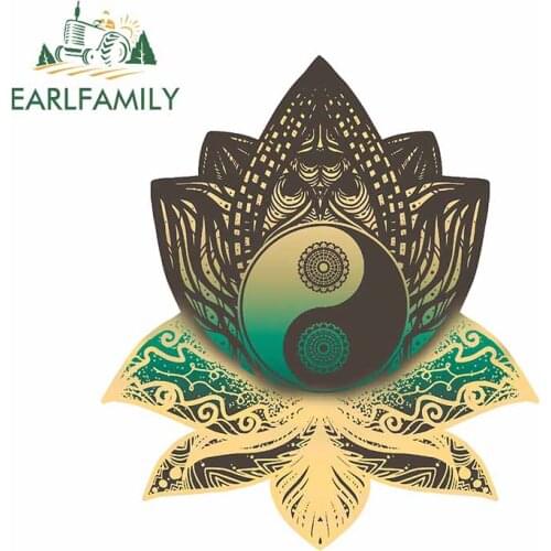 EARLFAMILY 13cm x 11.4cm For Mandala Ying Yang Fine Car Stickers Car Accessories Decal Sunscreen Air Conditioner Decoration