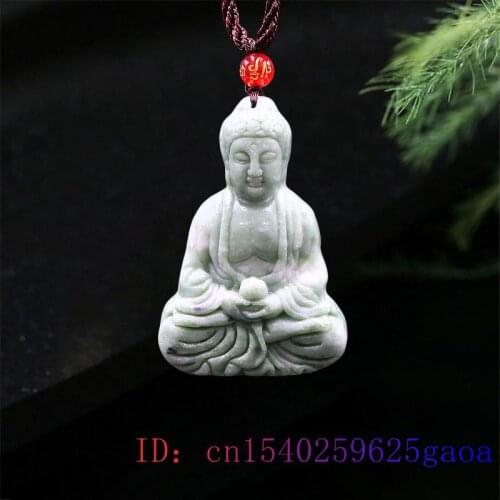 Jade Buddhism Pendant Necklace Natural Charm Green Carved Fashion Amulet Gemstone Chinese Gifts Jewelry