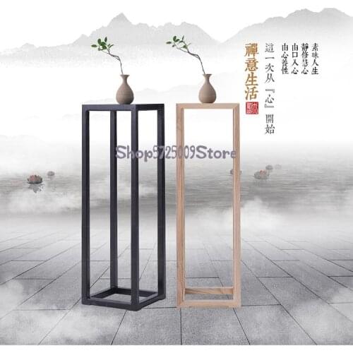 New Chinese flower stand shelf Zen solid wood floor wooden flower shelf indoor living room flower pot stand balcony flower table