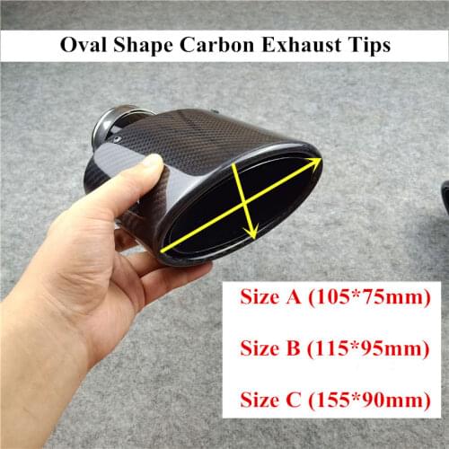 Car styling Oval Slanted Carbon black Exhaust Tips Glossy muffler Exhaust tip For Akrapovic Carbon muffler pipes Tailpipe trims