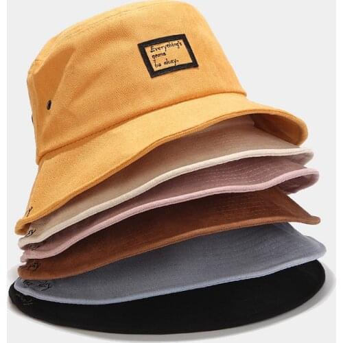 New Cotton Fisherman Hat Tide Letter Embroidery Womens Summer Bucket Hat Men Casual Sun Protection Hat Unisex Panama Bob Cap