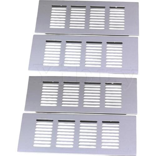 Rectangle Air Vent Vents Cover Grille Ventilation 200mm Silver Pack of 4