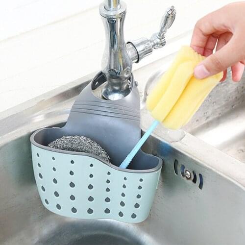 TPR Kitchen Sink Faucet Hanging Drianer Basket Sponge Cleaning Tools Storage Organizer Box