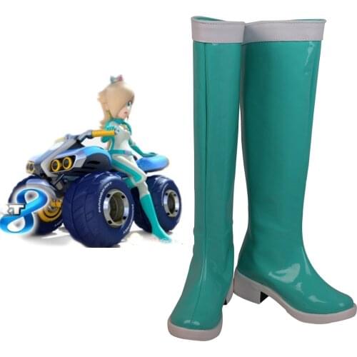 Mario Kart Princess Rosalina Cosplay Boots Green Shoes Custom Made Any Size Halloween Party Cosplay