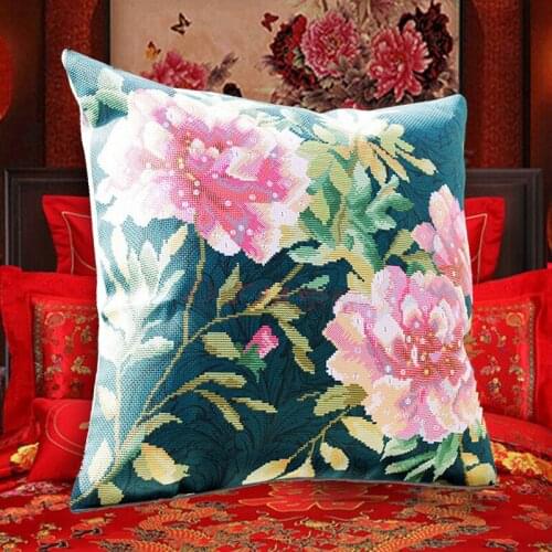 Cross stitch pillow kit embroidery needlework sets Diy printed 5D cross stitch pillow kits patterns paintings accessories fabric