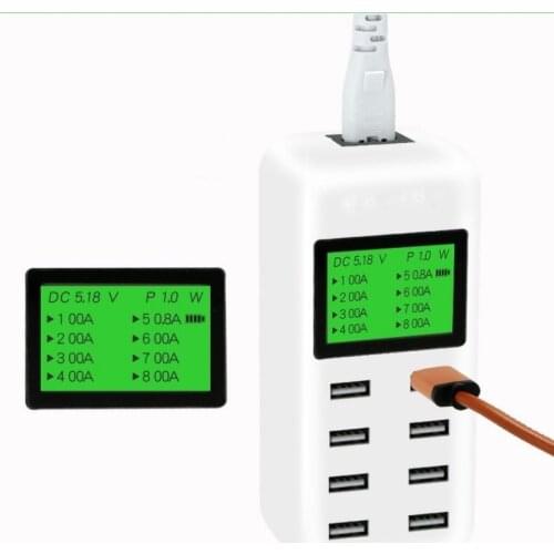 Tinhofire 8 Port Smart USB Charger Hub with LCD 40W Multi-Port USB Charging Station EU US UK Charger for Smartphone Tablets