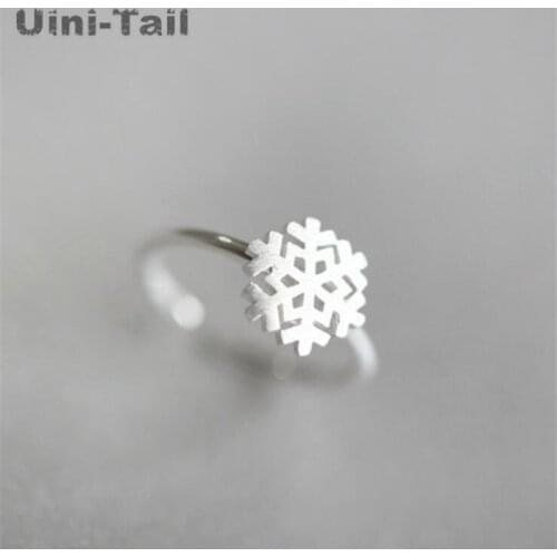 Uini-Tail hot new 925 sterling silver small fresh snowflake open ring fashion personality personality wild female ring GN796
