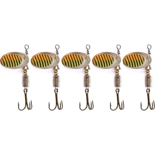 10pcs 5.7cm 3.2g Artificial bait Spoon Lure Metal Spinner Fishing Lures Pesca Fishing Tackle Spinner Bait 8# feather Hook
