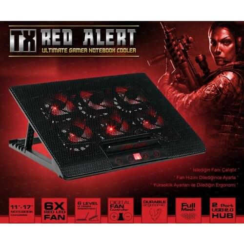 17 inch gaming laptop cooler six Fan Led display Two USB port 2600RPM Laptop Cooling Pad notebook stand